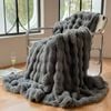 CottonMore Super Soft Large Faux Fur Winter Blanket Throw Rug  Dark Grey - 200cm x 230cm