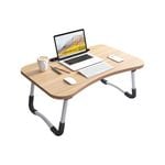 SOGA Walnut Portable Bed Table Adjustable Laptop Mini Desk with Notebook Stand Card Slot Holder