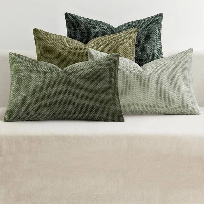 Gioia Casa 4-Pack Chenille Grid Cushion Covers 30cm x 50cm - Mixed Green