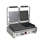 Apuro Double Contact Grill Flat / Ribbed Plates with Timer - Commercial Sandwich Presses (FC386-A)