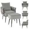 Costway Accent Armchair Ottoman Set-Grey