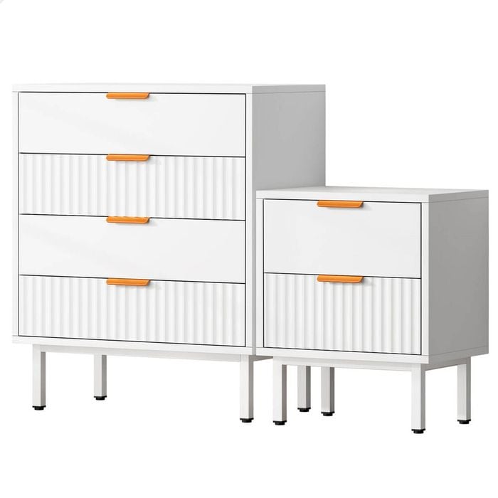 ALFORDSON 4 Chest of Drawers Bedside Table Set White