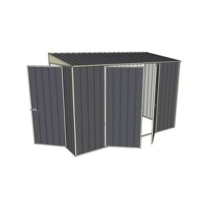 Build-A-Shed 1.2 x 3.0 x 2.0m Tunnel Shed Tunnel Hinged Door with 2 Hinged Side Doors - Grey