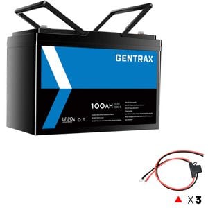 Gentrax 12v 100ah Lithium Battery + 3x 1m 25a Fuse Cable