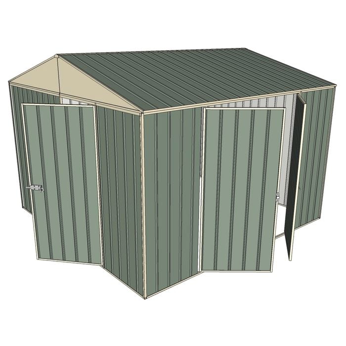 Build-a-Shed 3.0 x 3.0 x 2.3m Gable Double Hinged Side Doors Shed - Green
