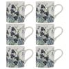 6PK Ashdene Iris Garden Fine Bone China Coffee/Tea Mug - White