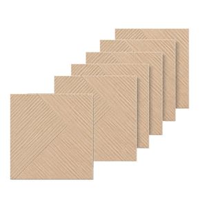 BOOC [6PK] 3D Wood Grain Acoustic Panels Linear Stripe Tiles - 60x60x0.9cm