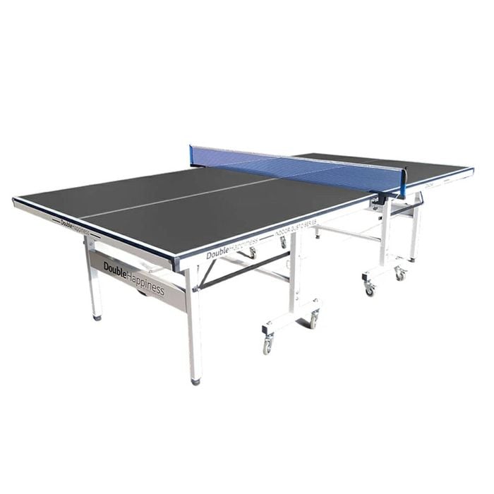 Leaf Living Double Happiness Premium 19mm Indoor Black&blue&red Foldable Solo Play Table Tennis Pingpong Table - Bats Balls Net