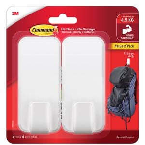 Command Extra Large White Utility Adhesive Hook - 2 Pack