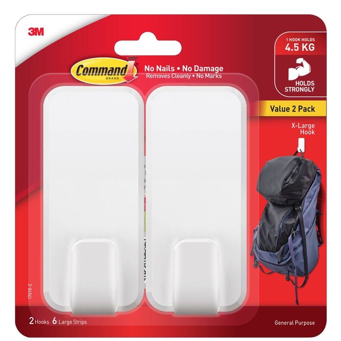 Command Extra Large White Utility Adhesive Hook - 2 Pack