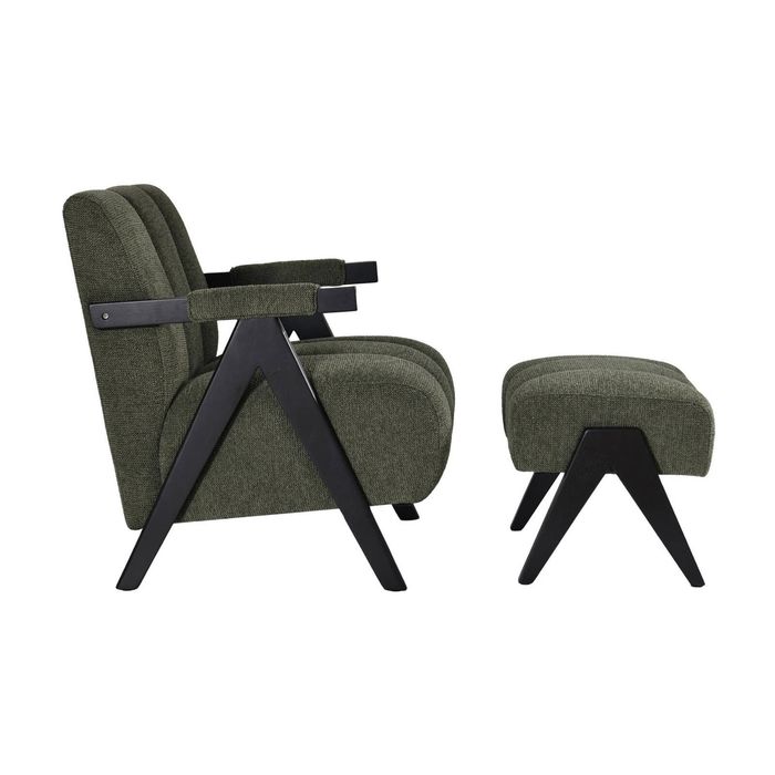 Arbor Fabric Accent Chair Foot Stool Green