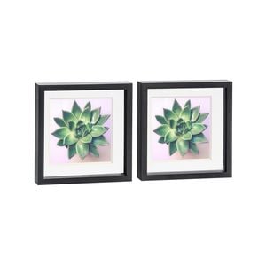 Nicola Spring 10" x 10" Black 3D Box Photo Frames - 8" x 8" Mount - Pack of 2