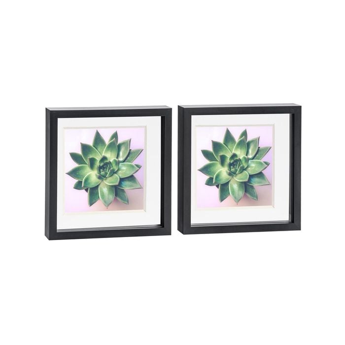Nicola Spring 10" x 10" Black 3D Box Photo Frames - 8" x 8" Mount - Pack of 2