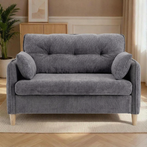 Ufurniture 127cm Cheniile 2 Seater Sofa W/ Tufted Backrest & 2 Cushions Loveseat Lounge Couch Grey