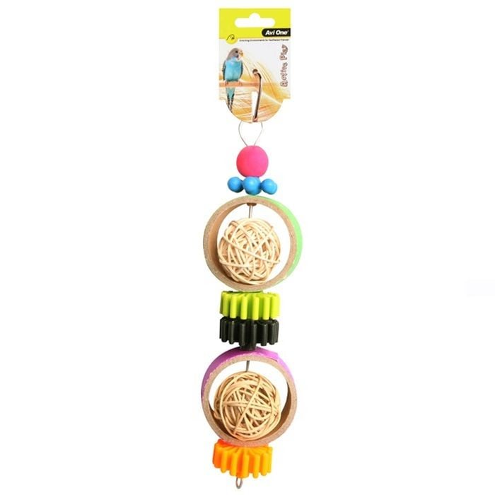 Rattan Balls With Plastic Disc 27cm Bird Toy (Avi One)
