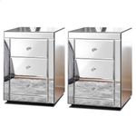 ALFORDSON 2x Mirrored Bedside Table Silver