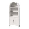 Oikiture Arched Bookshelf Display Shelf Bookcase Bookshelves Storage White