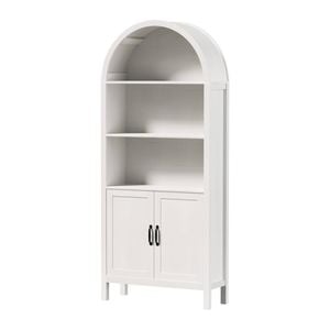 Oikiture Arched Bookshelf Display Shelf Bookcase Bookshelves Storage White
