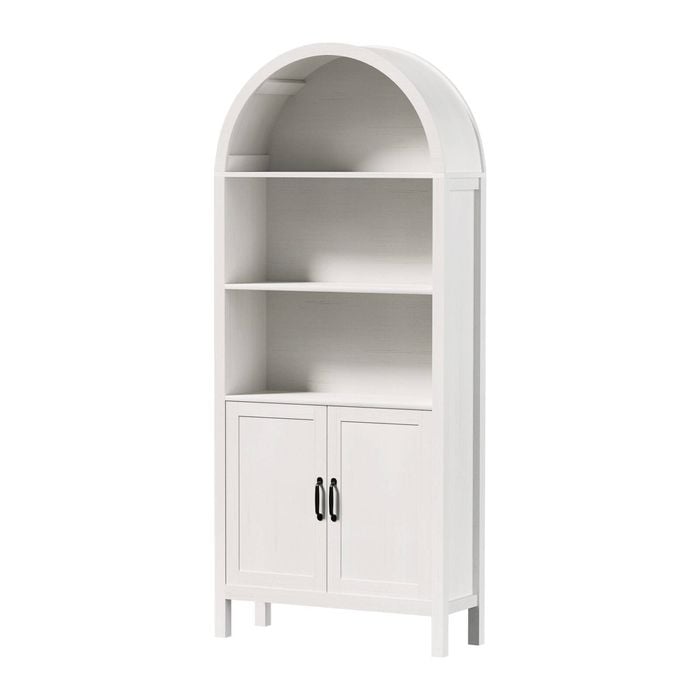 Oikiture Arched Bookshelf Display Shelf Bookcase Bookshelves Storage White