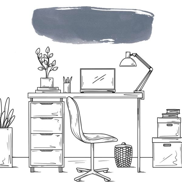 Office in line drawing syle