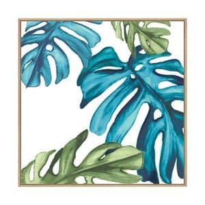 Artey | Palm Leaves I - Framed Canvas - Natural Frame - 100 x 100cm
