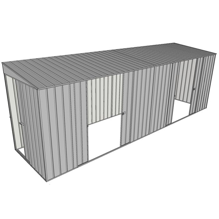 Build-a-Shed 1.5 x 6 x 2m Sliding Door Tunnel Shed With 2 Double Sliding Side Doors - Zinc