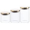 Argon Tableware Glass Storage Jar Set - Gold Lids - Modern Round Scandi Organisation Container Glass Jar - 3 Sizes