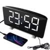Catzon Digital Alarm Clock Curved-screen With Dimmer 2 Alarm Setting-white