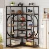 Oakory 176cm L-shaped Corner Bookshelf With 7 Tiers In Rustic Brown & Black