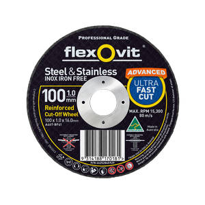 Flexovit 100 x 1.0 x 16.0mm Black Metal Cut Off Wheel
