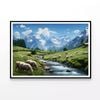 Sheeps Grazing On a Grassy Hill  Print 100% Australian Made 90x60cm  (Poster)