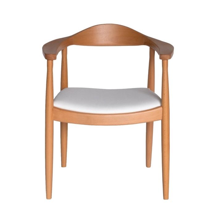 Sk Designer Living | Replica Hans Wegner 'the Chair' Pp501 Armchair - White & Natural