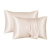 Catzon 2 Pcs Satin Pillowcases with Envelope Closure for Hair and Skin 51X66cm-Beige