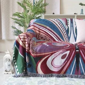 Anycozy Throw Blanket Butterfly Double Sided Pattern Sofa Towel Outdoor Camping Mat