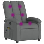 vidaXL Massage Recliner Chair Armchair Single Sofa Living Room Dark Grey Fabric