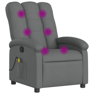 vidaXL Massage Recliner Chair Armchair Single Sofa Living Room Dark Grey Fabric