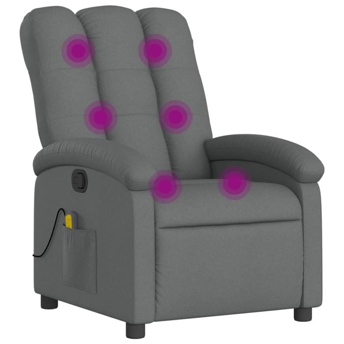 vidaXL Massage Recliner Chair Armchair Single Sofa Living Room Dark Grey Fabric