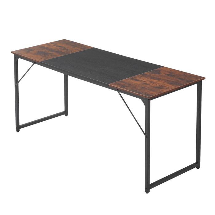Vevor 160 Cm Computer Desk Brown And Black For Home Office With Metal Frame