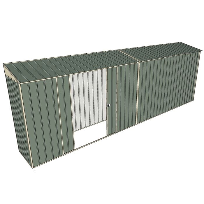 Build-a-Shed 0.8 x 6 x 2m Skillion Shed with Double Sliding Side Doors - Green