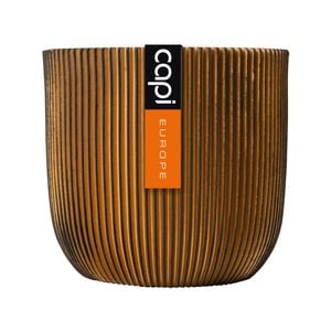 Capi 14 x 13cm Black & Gold Groove Indoor Plant Pot