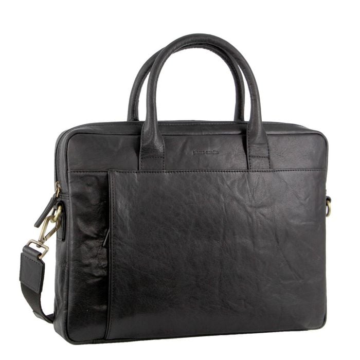 Pierre Cardin Leather Multi-Handle 15" Laptop Computer  Black