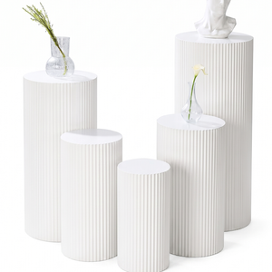 5x Metal Wedding Plinths Cylinder Pedestal Stand Ripple Cake Dessert Display