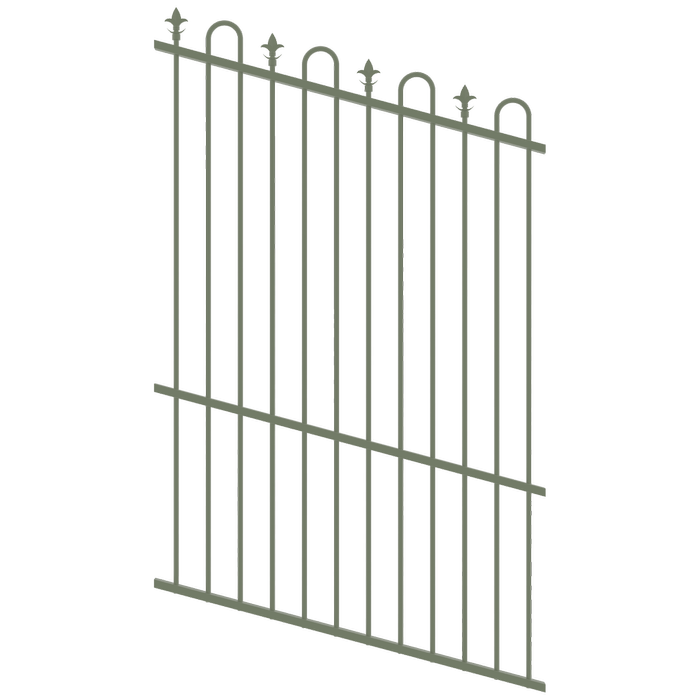 ProtectorAl 0350-1200W x 1800H Pale Eucalypt Loop & Spear Top Pool Fence Panel Raked Up to 15º