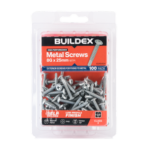 Buildex 8G x 25mm Class 3 Sheet Metal Screws - 100 Pack