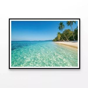 Beach & Palm Trees  Print 100% Australian Made 120x90cm  (Poster)