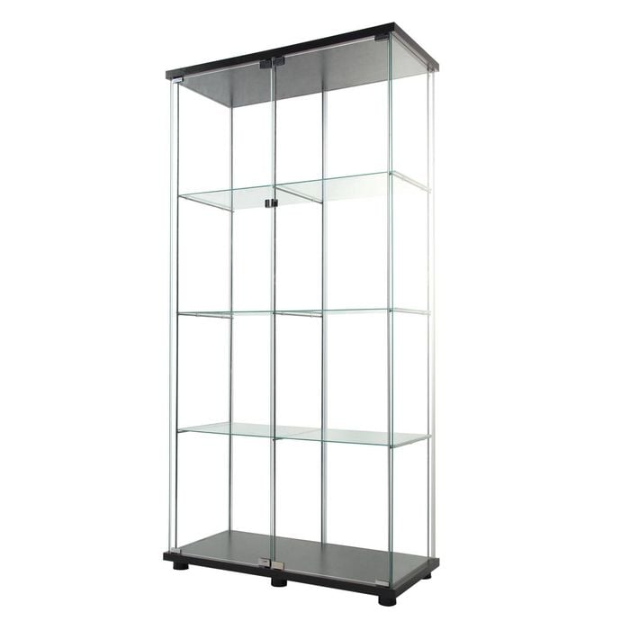 Stacked 4-Tier Double Glass Storage Display Cabinet