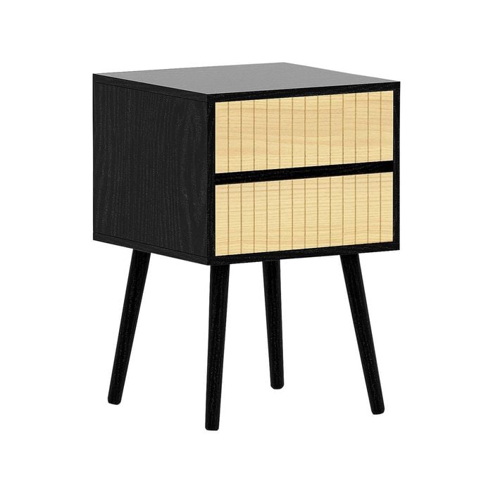 Sarantino Ivan Bedside Table Night Stand - Black Natural