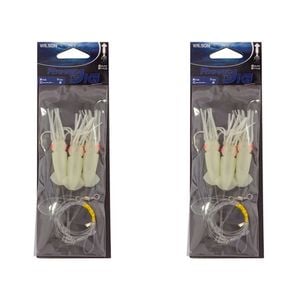 2x Wilson Rigged to Jig Rig 3 Hook Squid Style Jig Fully UV Active - Colour #5