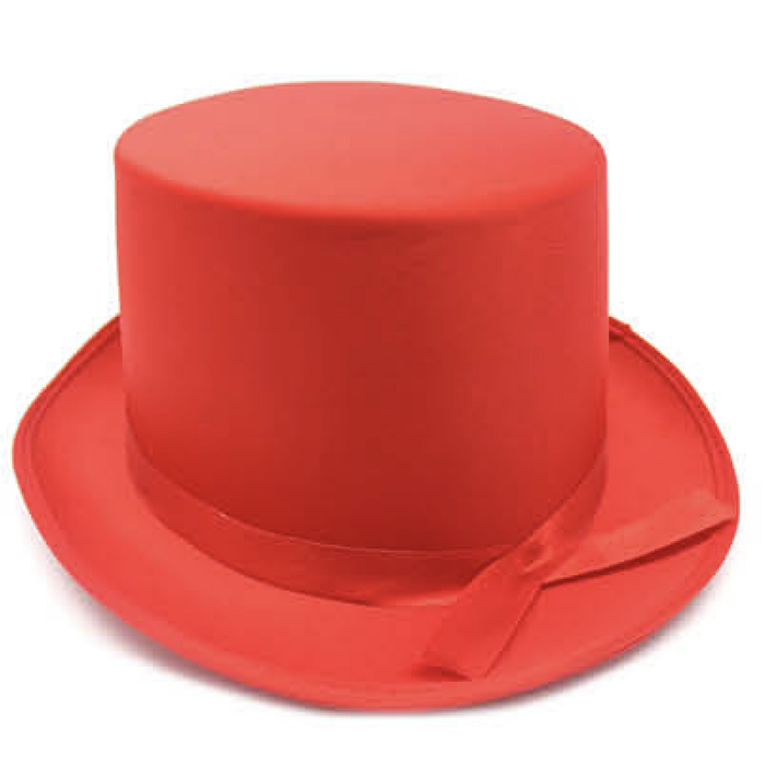SATIN TOP HAT Costume Party Cap Fancy Dress Trilby Fedora One Size Red
