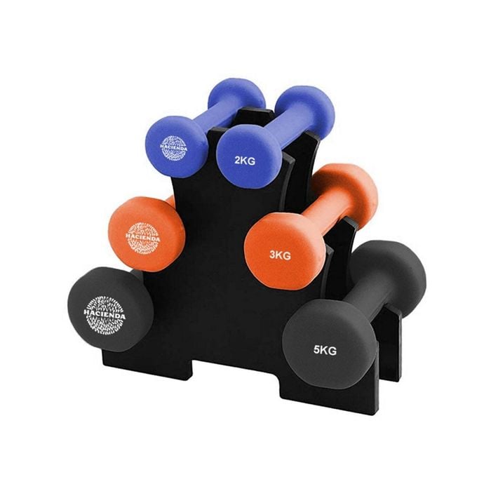 Hacienda 7pc 2/3/5kg 20kg Total Weighted Dumbbell Set W/rack